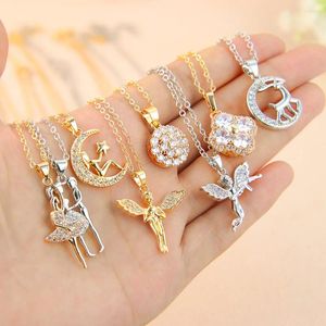 Anhänger Halsketten Hochwertige Frauen Zirkonia Edelstahl Halskette Kristall Glänzend Trendy Frau Geburtstagsgeschenke Gold Farbe Luxus Schmuck