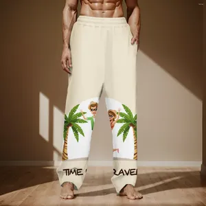 Men's Pants 2024 Spring Fashion Printed Pattern Pajama With Pockets Beach Style Casual Costume Suitable For Commuting Wear