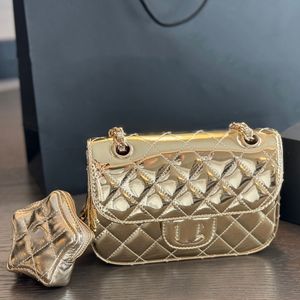 2024 New Designer Bag Mini Star Chain Bag Lacquer Leather Mirror Gold Flap Bag Single Shoulder Crossbody Small Square Bag