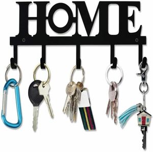 Heminredning Rustik nyckelhållare Black Metal Wall Mount Vintage Keys Hook Key Hanger6813054