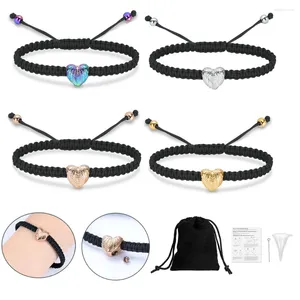 Charm armband 20st/lot män flätade urnor aska armband kremation minnesmärke armband mini hjärta urn smycken för hållare justerbar minnessak