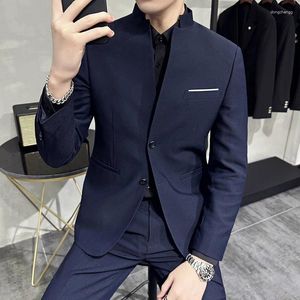 Ternos masculinos 2023 estilo chinês gola alta (calças blazer) moda terno chinês zhongshan vestido conjunto de duas peças