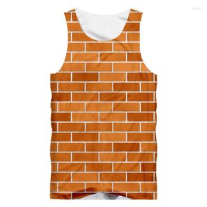 Herren-Tanktops, IFPD, EU-Größe, 3D-Oberteil, lässig, lustig, rote Backsteinmauer, Druck, ärmelloses Hemd, Sommer, Spleißen, Plus-Fitness-Weste