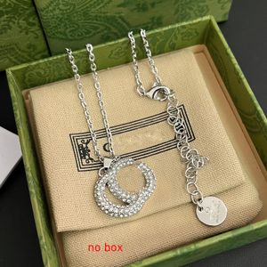 Luxury Designer Fashion Crystal Necklace Choker Chain 925 Silver Plated Stainless Steel Brand Double Letter Pendant Necklaces For Women Gjewelry Accessories