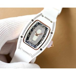 Designer-Damenuhr RM07-01 Diamantuhren voller Diamanten Keramikarmbanduhren G4SA Superclone mechanisches Uhrwerk Uhren Kautschukarmband Montre Ice Out Luxe