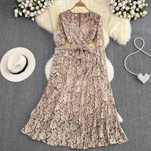 Casual Dresses Pleated Office Ladies Floral Party Fashion Sexy Y2K Vintage Korean Girl Festa Clothing V Neck Zipper Bandage Söt
