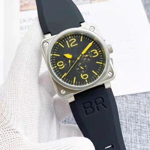 2023 Wristwatches Men Automatic Mechanical Watch Bell Brown Leather Black Rubber Ross Wristwatches Multifunction Six Stitches watches m09