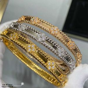 Bracciale Designer Luxury 18K Gold Van Clover con cristalli scintillanti e diamanti simbolo finale di amore e protezione Un regalo perfetto per le donne ragazze jylm