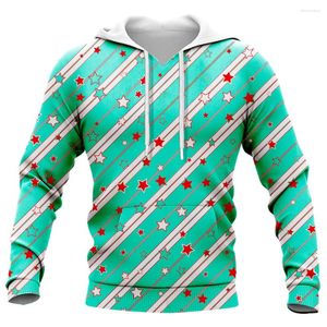 Con cappuccio maschile hx a strisce 3d grafica di natale grafica con cappuccio casual tops tascabile plolover fashion fashion cappotto abbigliamento da uomo