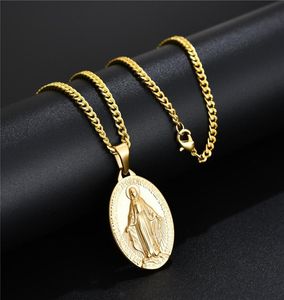 Mode Mens Women Charm Mary Pendant Necklace Hip Hop Jewelry Designer Link Chain Punk Neckor For Men Gifts5373042