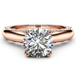 Klusterringar 14K Rose Gold Jewelry Diamond Ring for Women Bague Homme Gemstone Anillos Bijoux Femme Jewellery Bizuteria221s