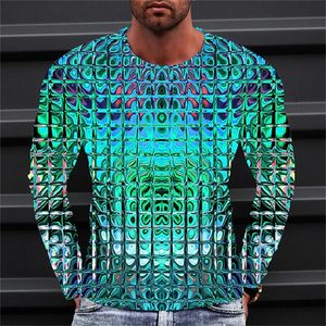 Frühling und Herbst Herren Langarm Farbverlauf Illusion Muster 3D bedrucktes T-Shirt Mode moderner Stil T-Shirt locker und lässig 231228