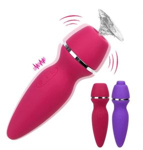 Massagesposter Uppgradering 7 Speed ​​CLIT Sucker Vibrator Blowjob vibrerande sexiga leksaker för kvinnor med två huvud oral slickande klitoris nippl8237550