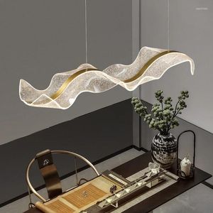 シャンデリア長方形のシャンデリアダイニングテーブル照明レストランの波の形をしたキッチンアイランド