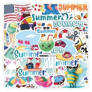 50PCS Pool party happy summer cartoon Waterproof PVC Stickers Pack For Fridge Car Suitcase Laptop Notebook Cup Phone Desk Bicycle Skateboard Case.