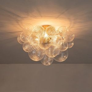 Lustre de vidro soprado feito à mão com bola de bolha, lâmpada giratória de vidro, luminária de teto adequada para quarto, estudo, banheiro