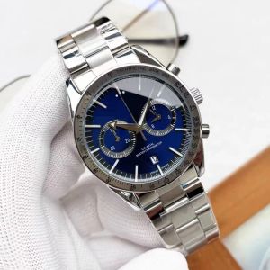 AAA High Grade 44MM Quartz Chronograph Mens Watches Red Hands Stainless Steel Bracelet Fixed Bezel wristwatches Ring Showing Tachymeter Markings Wristwatch