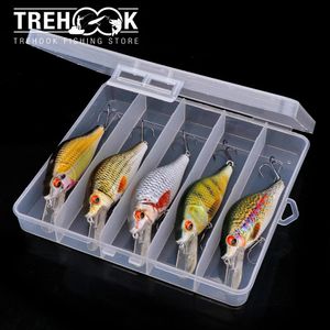 TREHOOK 5 PCS Yüzen Minnow Wobblers Balıkçılık Cazibesi Seti 5cm7cm9cm Pike Krankbaits Tackle Box için Sert Yem 231229