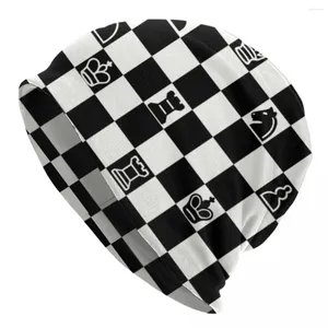 Berets Mode Schach Skullies Beanies Caps Unisex Winter Warme Gestrickte Hut Straße Erwachsene Schachbrett Spiel Motorhaube Hüte Outdoor Ski kappe