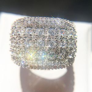 Luksusowa biżuteria zaręczynowa obrączka dla kobiet 3CT Symulowany diament CZ 925 SREBRE Srebrny Party Ring248v