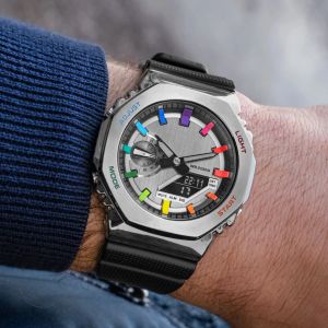 Oryginalny Watch Shock Watch Digital Sport Quartz GM UNISEX 2100 Watch Ston z montażem Odłączany montaż LED Dial Oak Rainbow Series