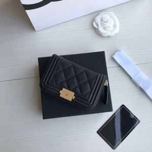 10A de alta qualidade Designer Caviar Colher Catranche Classic Card Bag Luxury Saco de cartão feminino Caixa original Caixa original Couro de luxo Classic CC Wallet 34