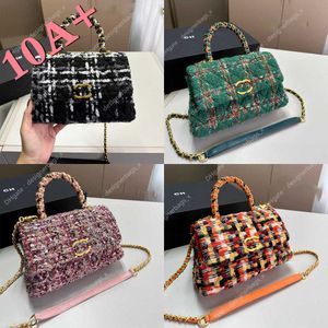 Hardware with Designer Women's Shoulder Bag Retro Checkered Pattern Woolen Gold Metal Mixed Matelasse Color Chain Luxury Handbag Classic Outdoor Wallet 22*8cm 10a