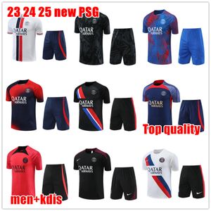 23 24 25 TRACKSUST 2024 Treinamento de roupas esportivas de Paris Terno de mangas curtas Menas de manga curta Jersey Kit uniforme Chandal Adult Sweater Sweater Sets Men Kids Kids