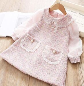 Fashion Autumn Girls Princess Dress Kids Children Baby Knit Ruffle Doll Collar Long Sleeve Party Dresses Vestidos9712388