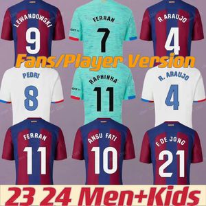 23 24 24 Gavi Lewandowski FC Barcelonas piłkarska koszulka Adama Pedri Camiseta de Futbol Ferran 2023 2024 Ansu Fati Memphis Fan Player Dest Football Shirt Men Kid Kid Kid Kid