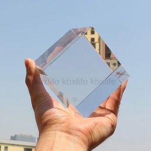 L30 30mm/50mm/Cuboid Crystal Cube Crystal Crystal Creative PO PRISM شفاف لا توجد ألوان وأقواس قزح 231229