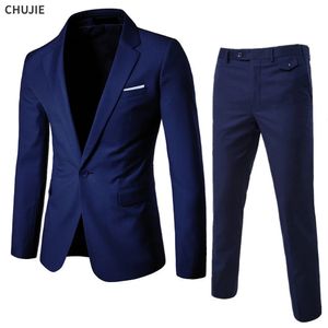 Suits Men Blazers 2 stycken uppsättningar för bröllop Elegant Business Formal 3 Full Korean Pants Coats Jackor Luxury 231229