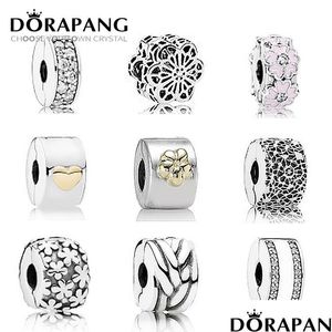 Silver Dorapang 100% 925 Sterling Sier Safety Clip Original Charm Bead Fit Armband Diy Bangle smycken Tillverkning Birthday Gift2334 DHQPN