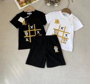 New Designer M Children's Summer T-shirt Clothing Set Boys' Letter Sports Set Baby Short sleeved Clothing Children's Set Size 100cm-150cm