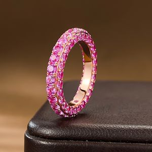 Ruby Moissanite Diamond Ring 100% Real 925 Sterling Silver Party Wedding Band Rings for Women Men Engagement Smycken