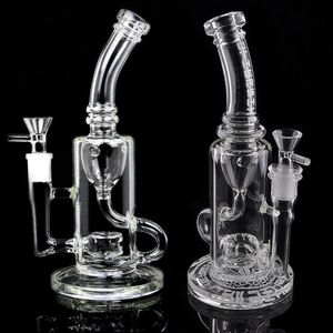 Vidro grosso Bong Hookahs Reciclador Tubulação de Água Bubbler Heady Smoking Oil Dab Rig com Percolador 14mm Tigela