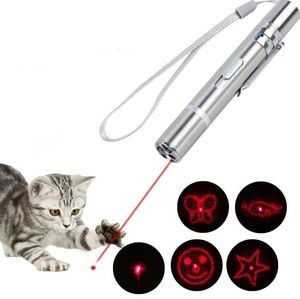 USB Lazer Işık LED Pen Kedi Oyuncakları Paslanmaz Çelik Mini Şarj Edilebilir Lazer Çok Desenli 3 Aradan 1 Evcil Hayvan Eğitimi SN4531