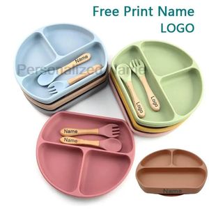 Placa de silicone para bebê com ventosa pratos infantis bebê silicone otário tigela conjunto de utensílios de mesa crianças placa personalizada 231229