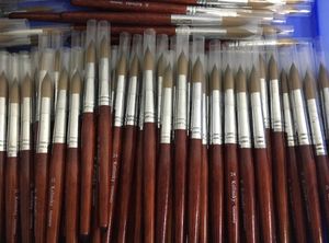 Escova de unhas acrílica redonda afiada 12141618202224 de alta qualidade Kolinsky Sable Pen com cabo de madeira vermelho para pintura profissional 5560944