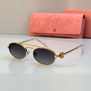 Nice Glasses Miumius Sunglasses for Women 2024 New Europe America Trendy Sexy Retro Chic Metal Sunglasses High Quality Double Bridge Design Oval Sunglasses