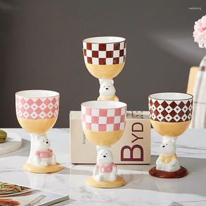 Canecas criativas 210ml altas xícaras de chá urso copos de sorvete desenhos animados caixas de presente de água ferro café bebidas irregulares