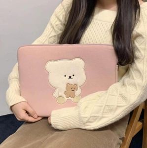 Torby Bentoy Milkjoy Girls Soft Mini Laptop Bag 13 11 10,5 9,7 cala podróży Mac Case Kawaii Korea Bear Women Cute Torebka