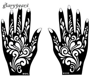 Whole1 Pair Hands Mehndi Henna Tattoo Stencil Flower Pattern Design for Women Body Hand Art Painting Disposable 20cm 11cm S9377525