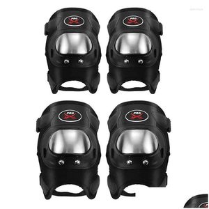 Motorcycle Armor Riding Kneepad Elbow Pads Motorbike Stainless Steel Outdoor Sports Racing Protective Motocross Gear Protector Kit Dro Dhfpo