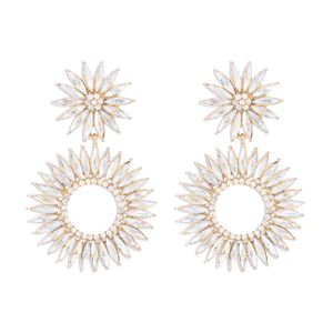 Farbiger Diamant-Ohrring, Bohemian-Ethno-Stil, Retro-Kreis, zweiter Ring, Ohrringe für Damen, modische Ohrringe