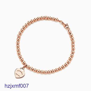 B5CF Charm Bracelets Tiff 925 Silver 4mm Round Bead Love Leartshaped Bracelet Female Shicked Bottom Plating for Girlfriend Fashion Hight Fashion Cha