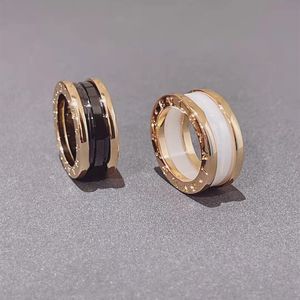 Designer vigselring för kvinnor svart vit keramisk vår män ring 18k icke blekande par ring engagemang gåvor flickvän smycken