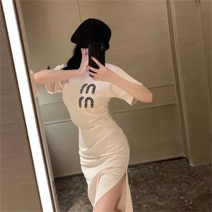 dress women's designer dresses Slim stretchy dresses thigh split design short sleeve long dresses summer popular