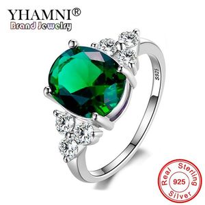 Green Oval Zircon Lab Emerald Rings for Women Engagement 100% Real 925 Sterling Silver Gemstone Ring Female Wedding Jewelry Gift250s