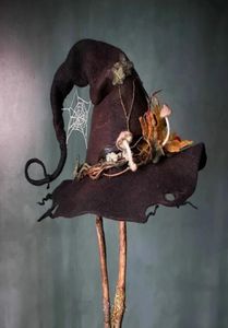 Party Hüte 1 stücke Halloween Hexe Hut Hohe Qualität Filz Frauen Männer Für Cosplay Kostüm Zubehör Größe 8999016